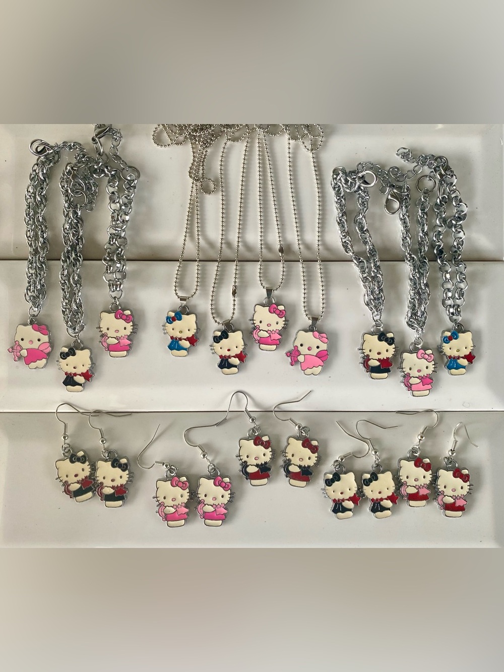15 piece Hello Kitty Style Silver Jewelry Set